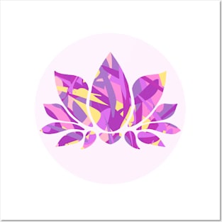 PINK PURPLE YELLOW LOTUS FLOWER, LOTUS DESIGN, PAINT SPLASH PATTERN Posters and Art